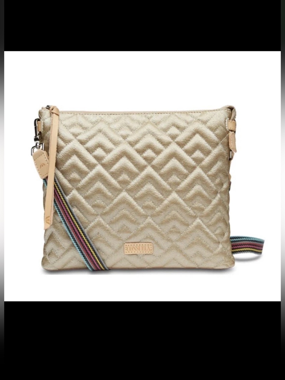 CONSUELA Laura Downtown Crossbody Bag Purse in Metallic Gold EUC